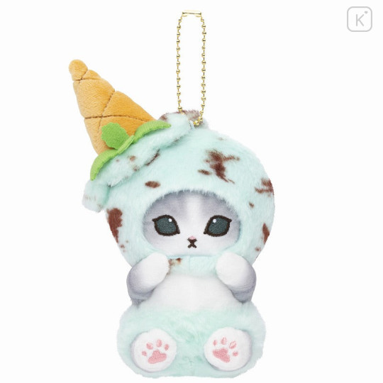 Japan Mofusand Mascot Holder - Cat / Ice Cream Nyan Chocolate Mint - 1