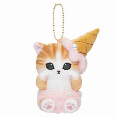 Japan Mofusand Mascot Holder - Cat / Ice Cream Nyan Strawberry