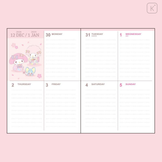 Japan Sanrio Original Block Type B6 Diary - My Melody / 2025 - 5