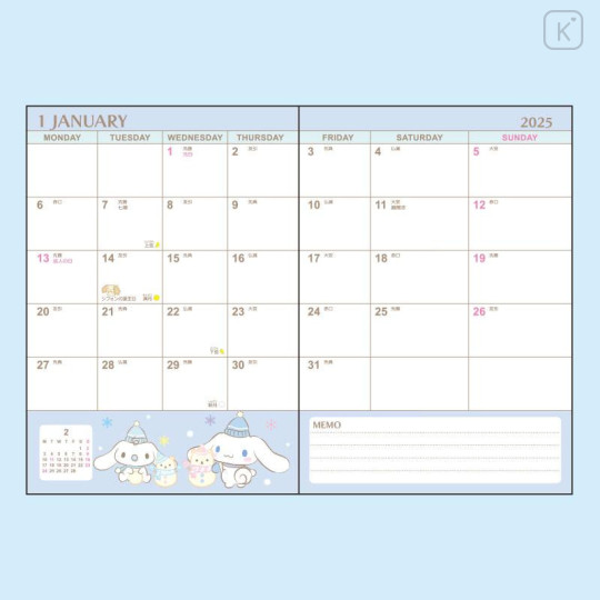 Japan Sanrio Original Block Type B6 Diary - Cinnamoroll / 2025 - 4