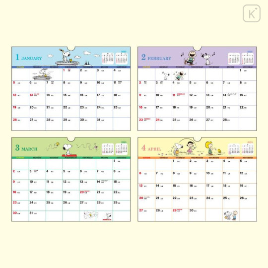 Japan Sanrio Original A4 Wall Calendar - Snoopy / 2025 - 5