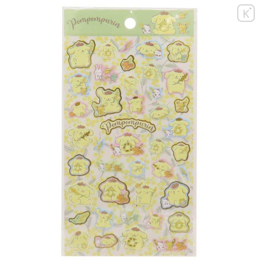 Japan Sanrio Gold Accent Sticker - Pompompurin / Garden - 1