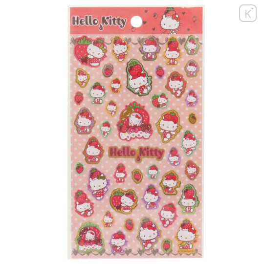 Japan Sanrio Gold Accent Sticker - Hello Kitty / Strawberry - 1