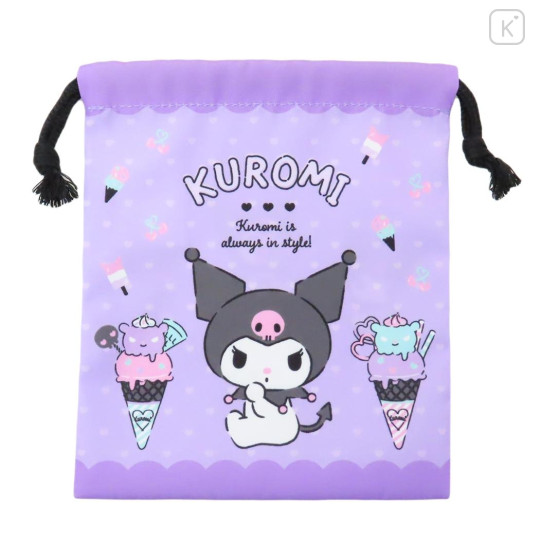 Japan Sanrio Drawstring Pouch - Kuromi / Ice Cream - 1