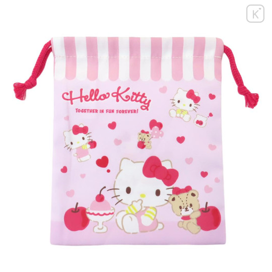 Japan Sanrio Drawstring Pouch - Hello Kitty Dessert Pink - 1