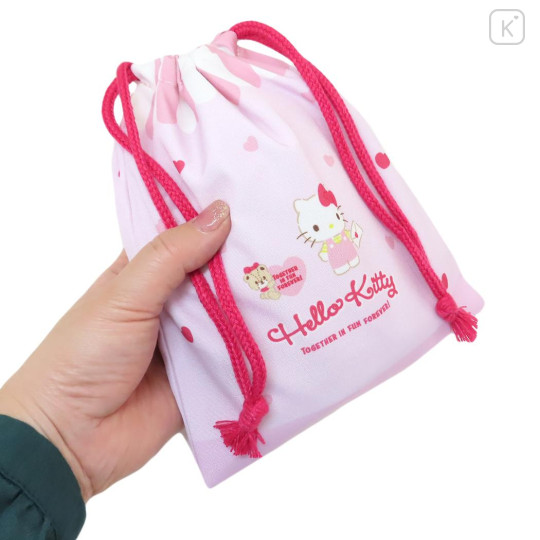 Japan Sanrio Drawstring Pouch - Hello Kitty Dessert Pink - 2