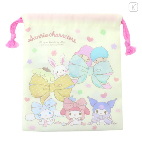 Japan Sanrio Drawstring Pouch - Characters / Ribbon - 1