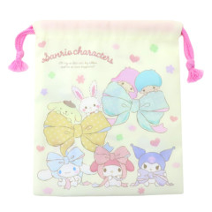 Japan Sanrio Drawstring Pouch - Characters / Ribbon