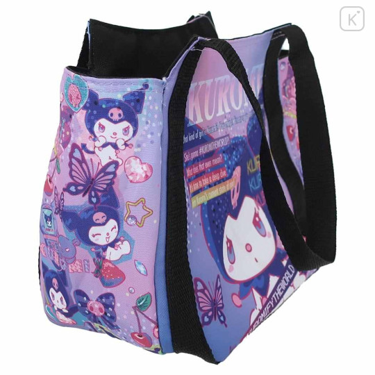 Japan Sanrio Insulated Cooler Balloon Lunch Bag - Kuromi / Kuromify The World - 2