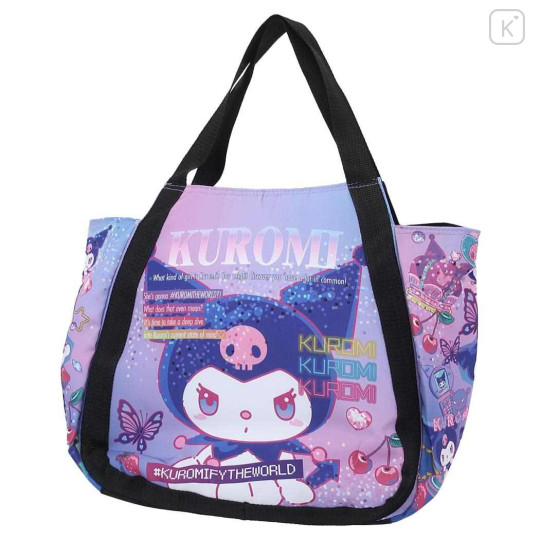 Japan Sanrio Insulated Cooler Balloon Tote Bag - Kuromi / Kuromify The World - 1