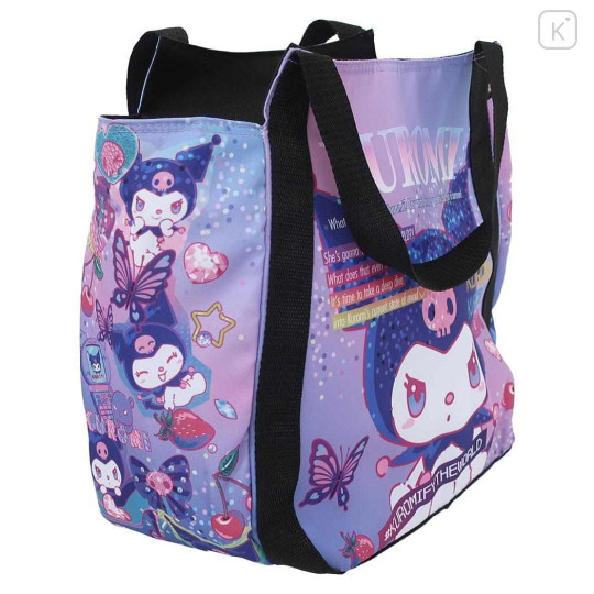 Japan Sanrio Insulated Cooler Balloon Tote Bag - Kuromi / Kuromify The World - 2