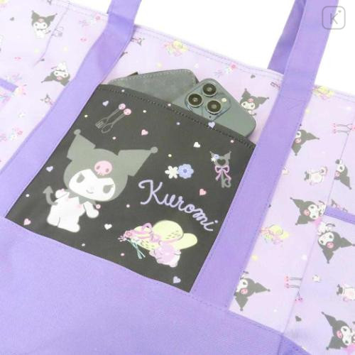 Japan Sanrio Insulated Cooler Tote Bag - Kuromi / Flower - 5