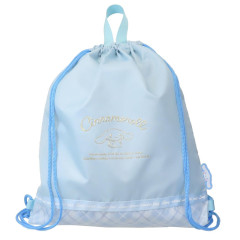 Japan Sanrio Gym Sack Knapsack Drawstring Backpack - Cinnamoroll / Blue & Gold