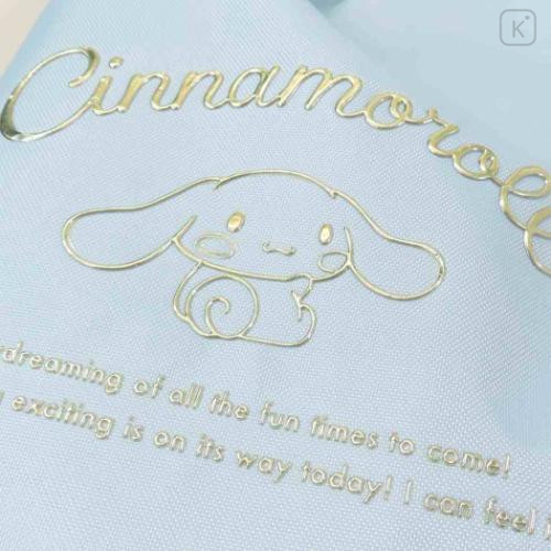 Japan Sanrio Gym Sack Knapsack Drawstring Backpack - Cinnamoroll / Blue & Gold - 5