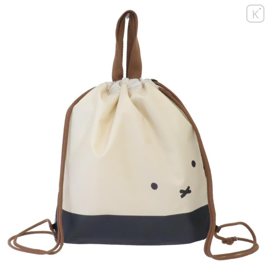 Japan Miffy Gym Sack Knapsack Drawstring Backpack & Name Tag - Black & Beige - 2