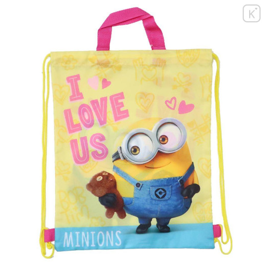 Japan Minions Gym Sack Knapsack Drawstring Backpack - Bob & Bear Tim / Love Us - 1