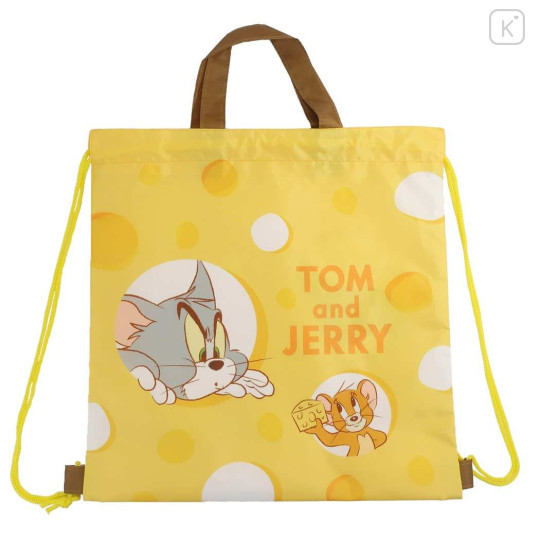 Japan Tom and Jerry Gym Sack Knapsack Drawstring Backpack - Yellow Cheese - 1