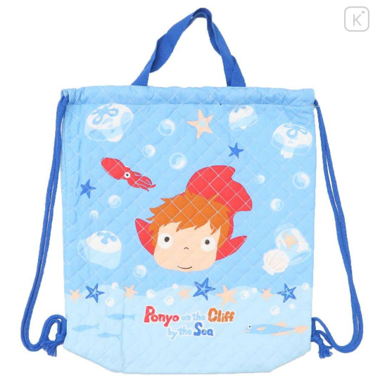 Japan Ghibli Gym Sack Knapsack Drawstring Backpack - Ponyo In The Sea / Quilted - 1