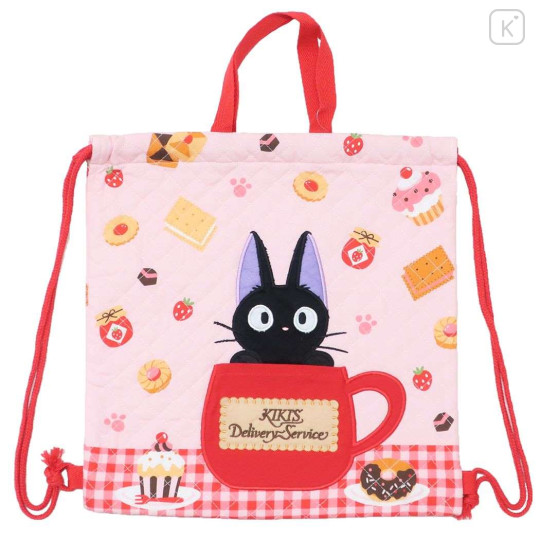 Japan Ghibli Gym Sack Knapsack Drawstring Backpack - Kiki's Delivery Service / Jiji Quilted Dessert - 1