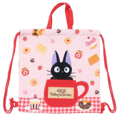 Japan Ghibli Gym Sack Knapsack Drawstring Backpack - Kiki's Delivery Service / Jiji Quilted Dessert