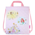 Japan Disney Gym Sack Knapsack Drawstring Backpack - Ariel & Belle & Rapunzel / Quilted Pink - 1