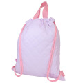 Japan Disney Gym Sack Knapsack Drawstring Backpack - Ariel & Belle & Rapunzel / Quilted Pink - 2