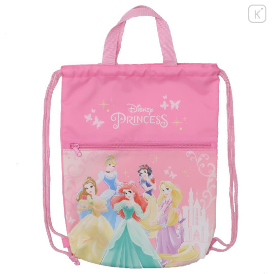 Japan Disney Gym Sack Knapsack Drawstring Backpack - Princess / Pink - 1