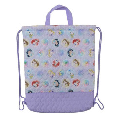 Japan Disney Gym Sack Knapsack Drawstring Backpack - Princess / Purple Quilted