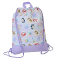 Japan Disney Gym Sack Knapsack Drawstring Backpack - Princess / Purple Quilted - 3