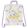 Japan Disney Gym Sack Knapsack Drawstring Backpack - Rapunzel / Flower Quilted - 1