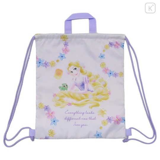 Japan Disney Gym Sack Knapsack Drawstring Backpack - Rapunzel / Flower - 1