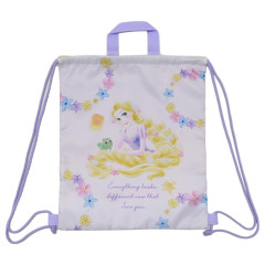 Japan Disney Gym Sack Knapsack Drawstring Backpack - Rapunzel / Flower