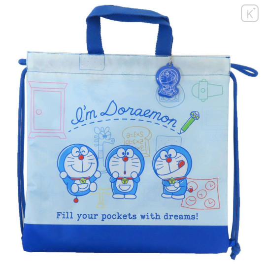 Japan Doraemon Gym Sack Knapsack Drawstring Backpack & Name Tag - Dream - 1