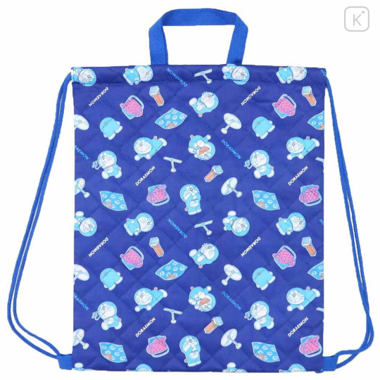 Japan Doraemon Gym Sack Knapsack Drawstring Backpack - Navy / Quilted - 1