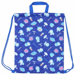 Japan Doraemon Gym Sack Knapsack Drawstring Backpack - Navy / Quilted