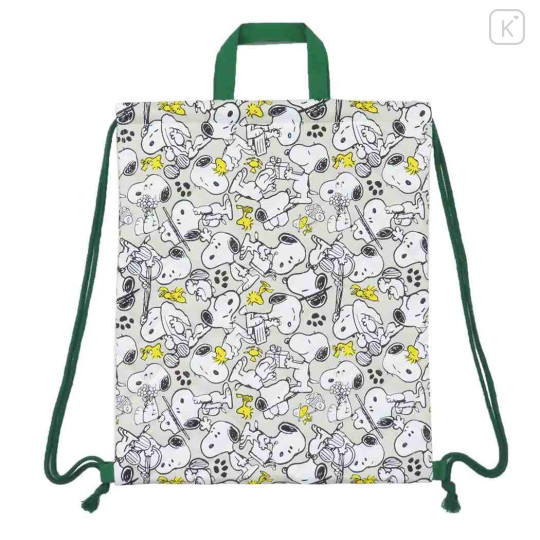 Japan Peanuts Gym Sack Knapsack Drawstring Backpack - Snoopy & Woodstock / Grey - 1