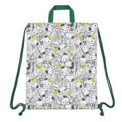 Japan Peanuts Gym Sack Knapsack Drawstring Backpack - Snoopy & Woodstock / Grey