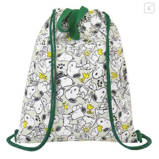 Japan Peanuts Gym Sack Knapsack Drawstring Backpack - Snoopy & Woodstock / Grey - 2