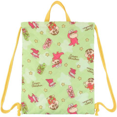 Japan Crayon Shin-chan Gym Sack Knapsack Drawstring Backpack - Green Quilted