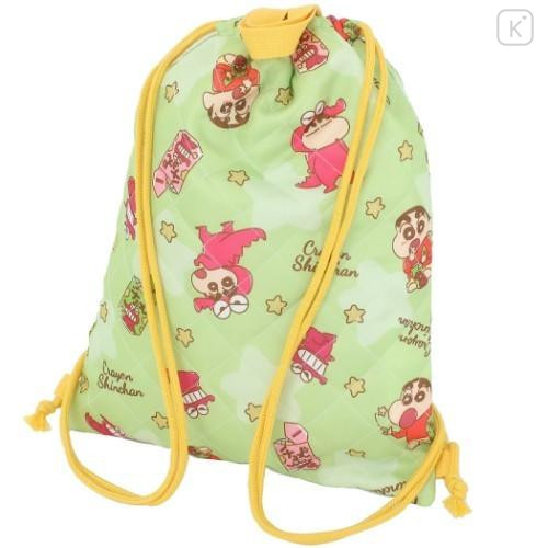 Japan Crayon Shin-chan Gym Sack Knapsack Drawstring Backpack - Green Quilted - 4