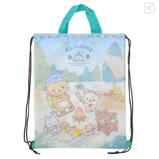 Japan San-X Gym Sack Knapsack Drawstring Backpack - Rilakkuma / Sun Camping - 1