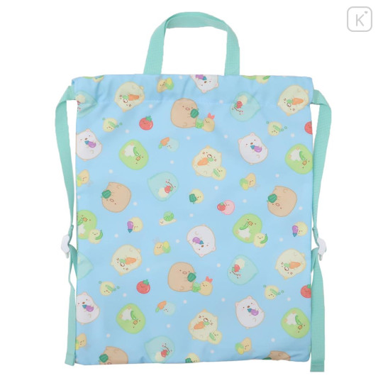 Japan San-X Gym Sack Knapsack Drawstring Backpack - Sumikko Gurashi / Fruits Blue - 1