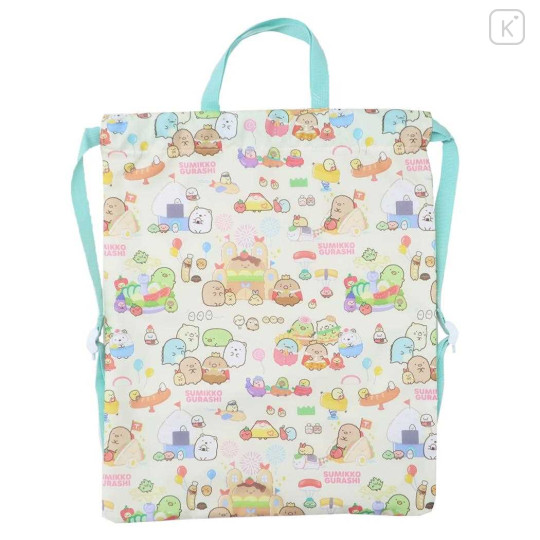 Japan San-X Gym Sack Knapsack Drawstring Backpack - Sumikko Gurashi / Food Kingdom - 1