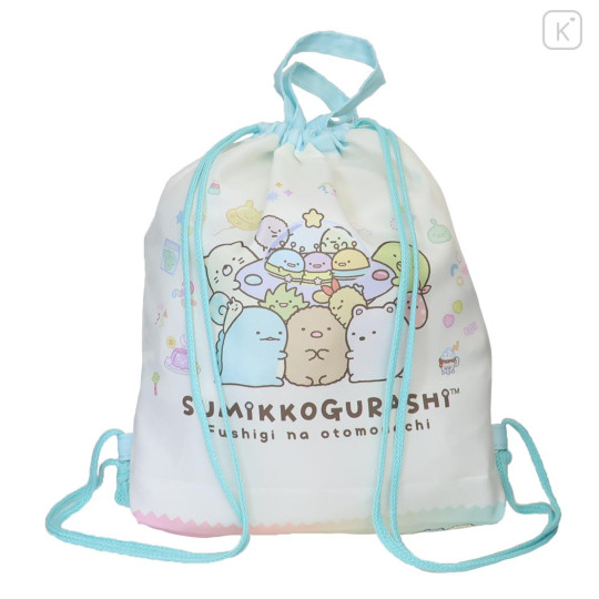 Japan San-X Gym Sack Knapsack Drawstring Backpack - Sumikko Gurashi / Mysterious Friends Beige - 3