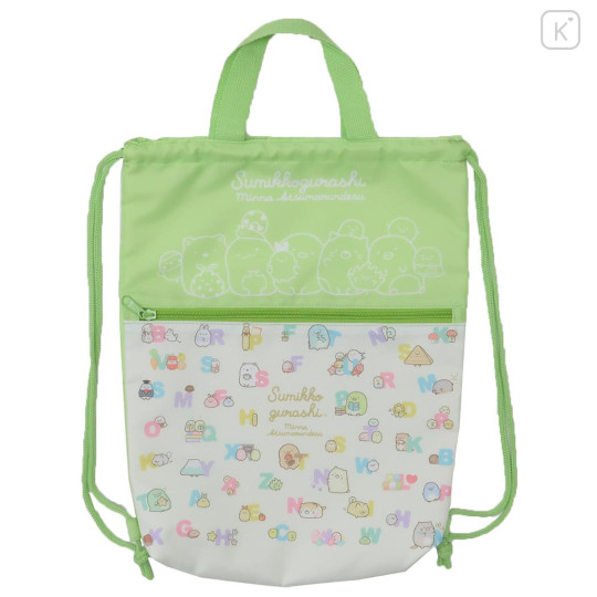 Japan San-X Gym Sack Knapsack Drawstring Backpack - Sumikko Gurashi / Learning English Alphabet - 1