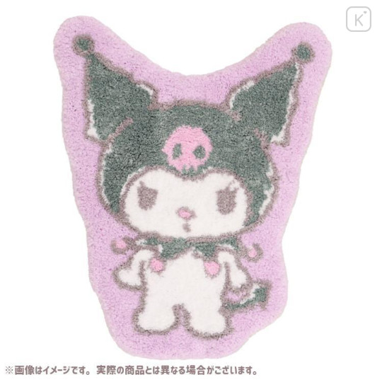 Japan Sanrio Soft Fluffy Die-Cut Carpet Mat - Kuromi / Smile - 1