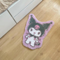 Japan Sanrio Soft Fluffy Die-Cut Carpet Mat - Kuromi / Smile - 2