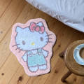 Japan Sanrio Soft Fluffy Die-Cut Carpet Mat - Hello Kitty / Smile - 2