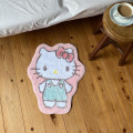 Japan Sanrio Soft Fluffy Die-Cut Carpet Mat - Hello Kitty / Smile - 3