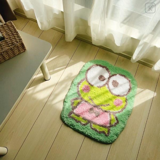 Japan Sanrio Soft Fluffy Die-Cut Carpet Mat - Keroppi / Smile - 3